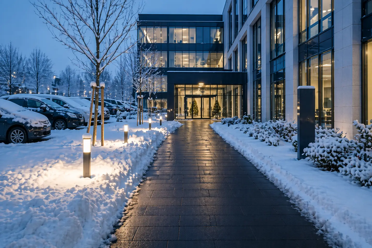 Winterdienst durch Success K&R GmbH – geräumte und gestreute Gehwege