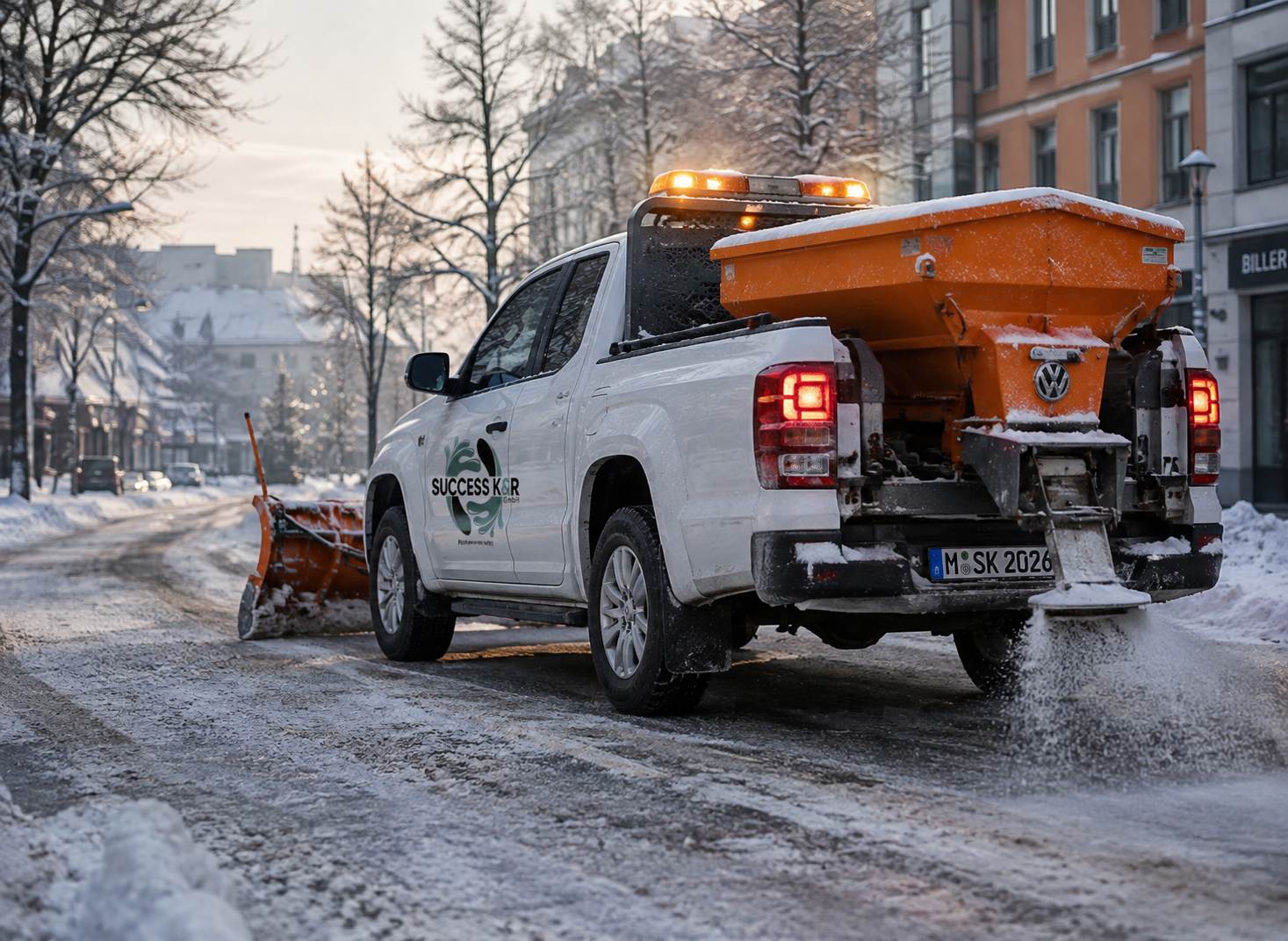 Einsatzbereiche des Winterdienstes von Success K&R GmbH – geräumter und gestreuter Gehweg