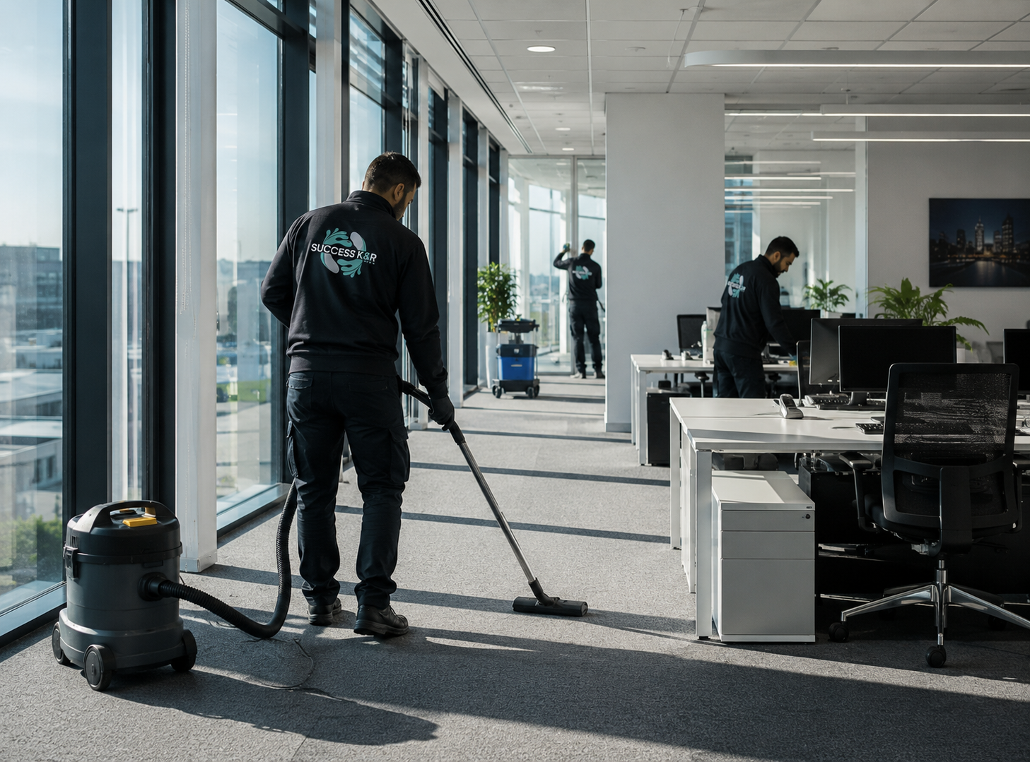 Einsatzbereiche der Gebäudereinigung von Success K&R GmbH – gereinigter Büroarbeitsplatz